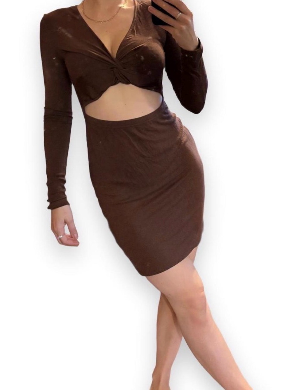 Brown Cutout Bodycon Skirt - Women's Pencil Skirt